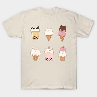 Ice cream cats and boba drinks T-Shirt